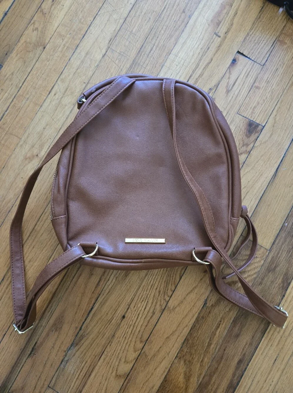 Steve Madden Brown Faux Leather Backpack with Front Zip